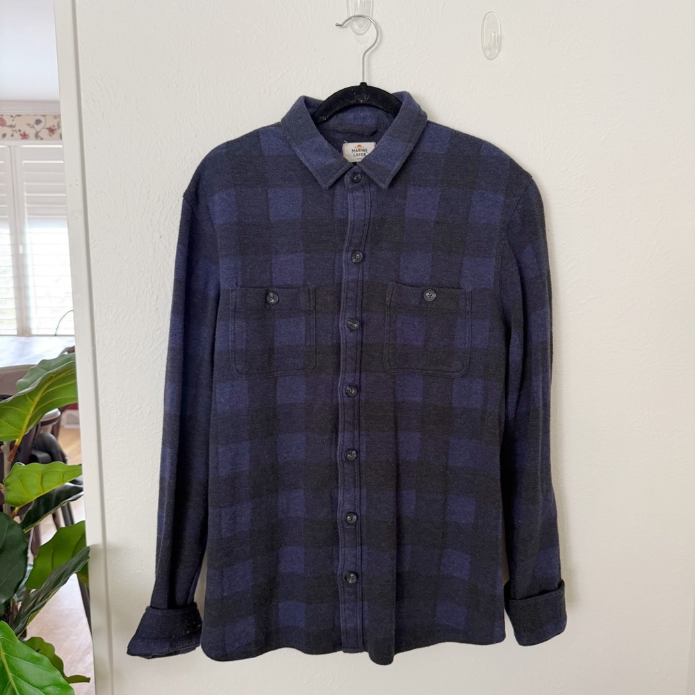 Men's Marine Layer Buffalo Plaid Flannel Overshirt Sz L - Picture 2 of 6